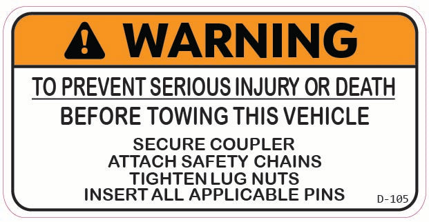 D-105 Warning: Pre Tow Check