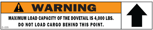 D-035 Warning: Dovetail Capacity Max Load