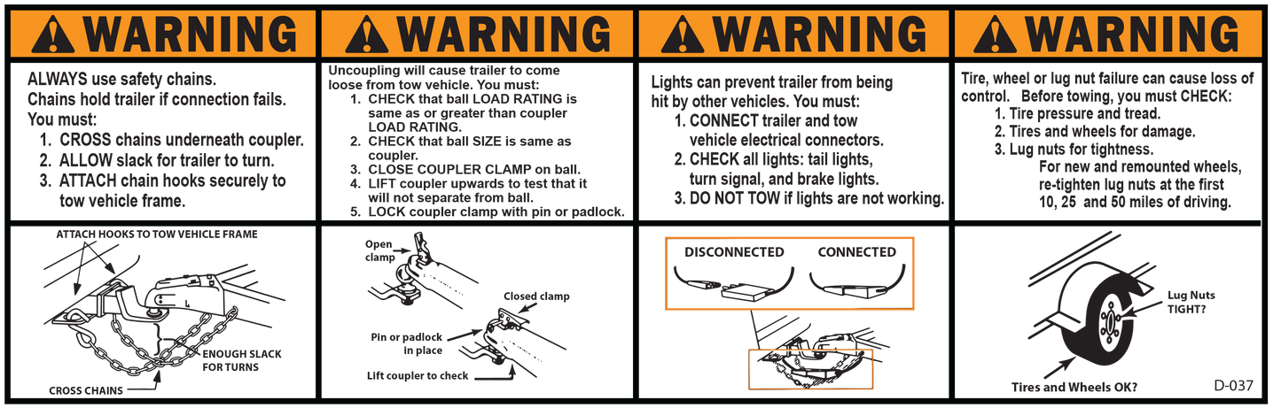 D-037 Warning: 4-in-1 Hitch and Tire