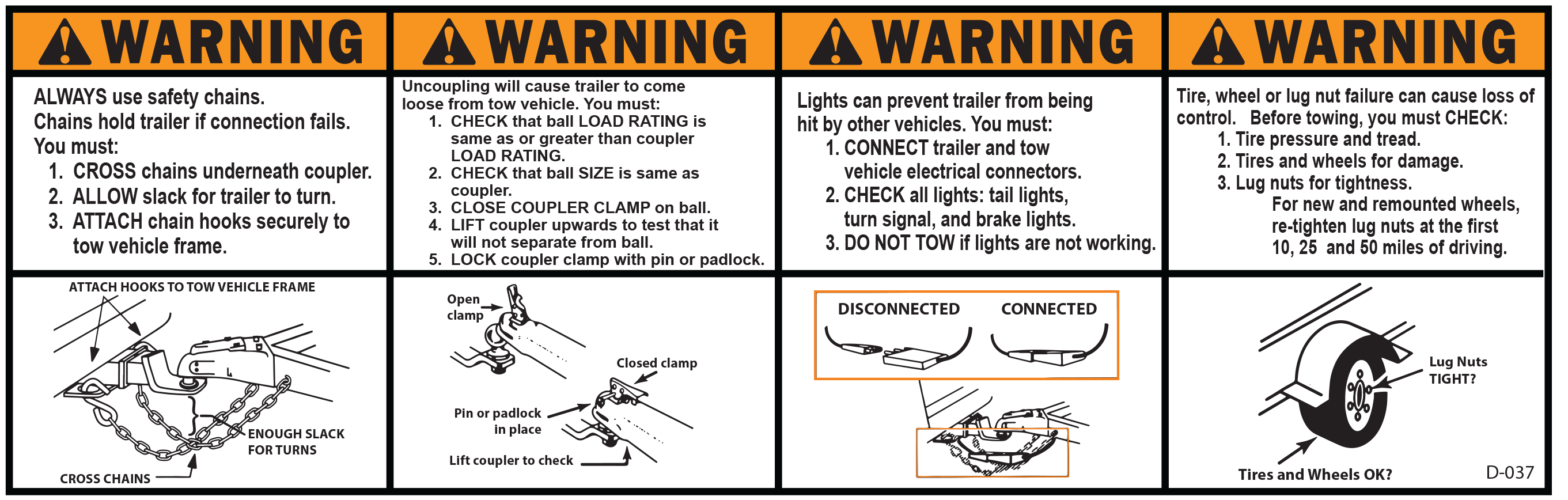 D-037 Warning: 4-in-1 Hitch and Tire