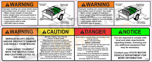 D-080 3 Warning Dump Trailer Decals