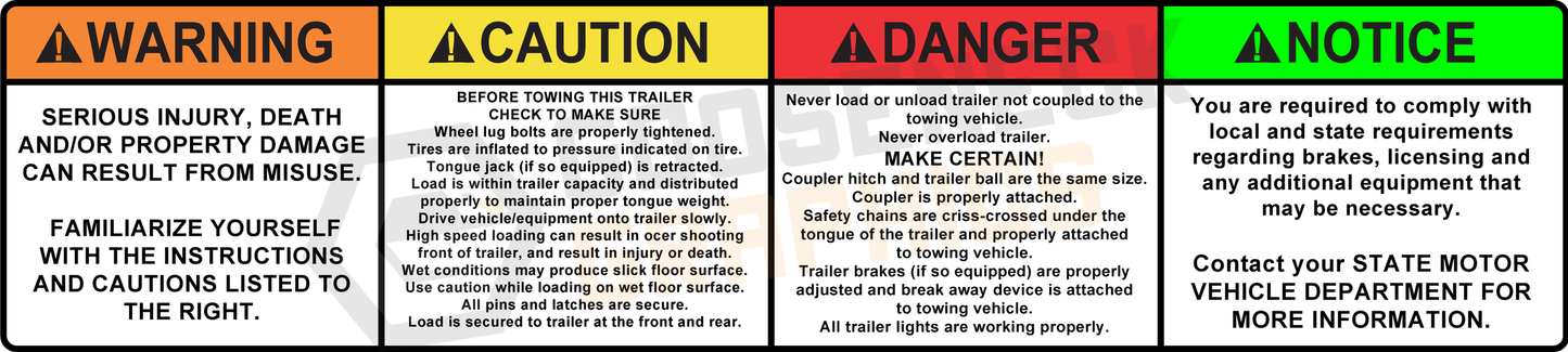 D-100 Warning, Cation, Danger, Notice (4-in-1)