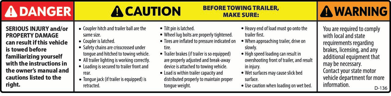 D-136 DANGER CAUTION WARNING