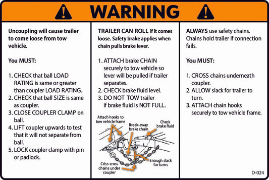 D-024 WARNING Trailer Surge Coupler Instructions