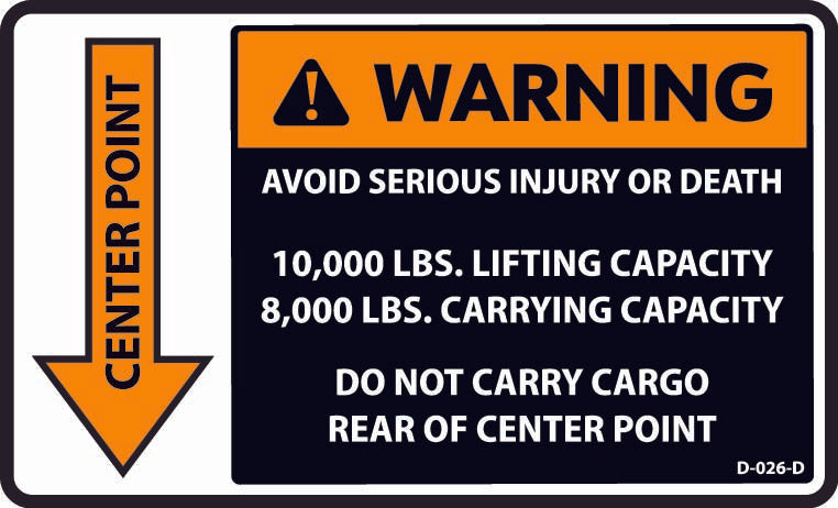 D-026-D WARNING Center Point DOWN