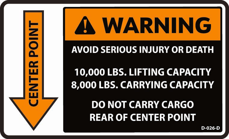 D-026-D WARNING Center Point DOWN