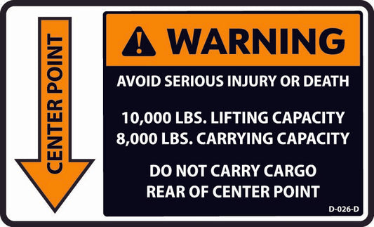 D-026-D WARNING Center Point DOWN