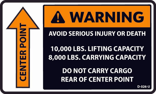 D-026-U WARNING Center Point UP