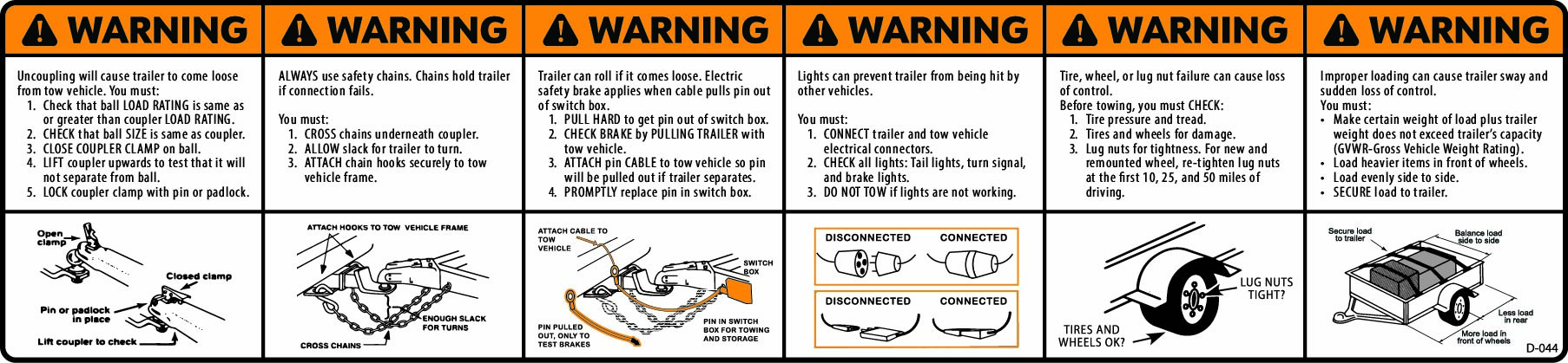D-044 WARNING 6-in-1 Warning