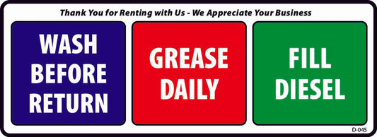 D-045 Rental Unit (Wash/Grease/Fill Reminder)