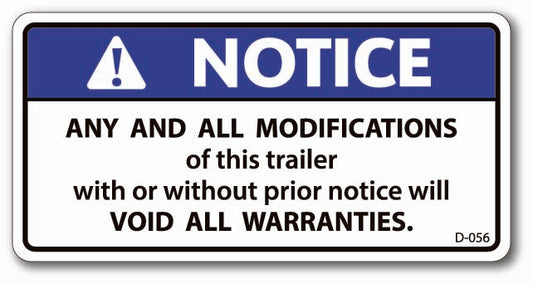 D-056 NOTICE Mods Void Warranties