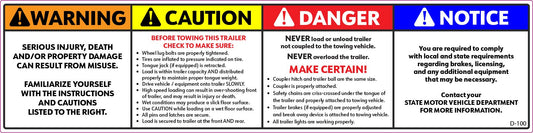 D-100 Warning, Cation, Danger, Notice (4-in-1)