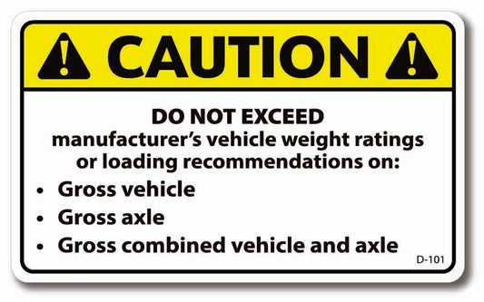 D-101 CAUTION Weight Rate