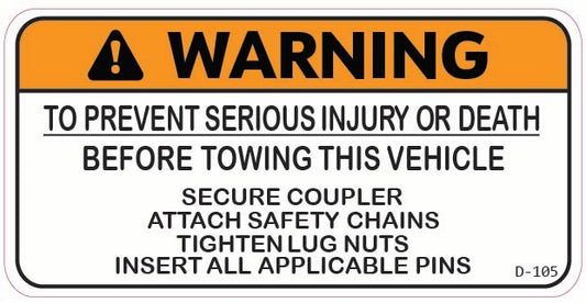 D-105 Warning: Pre Tow Check